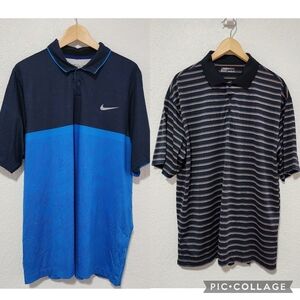 Bundle of 2 Nike Golf Dry Fit Short Sleeve Navy Shirt XL Men's